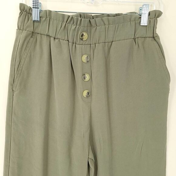 ZARA Green Paperbag Cuffed Pants SM - Picture 2 of 8